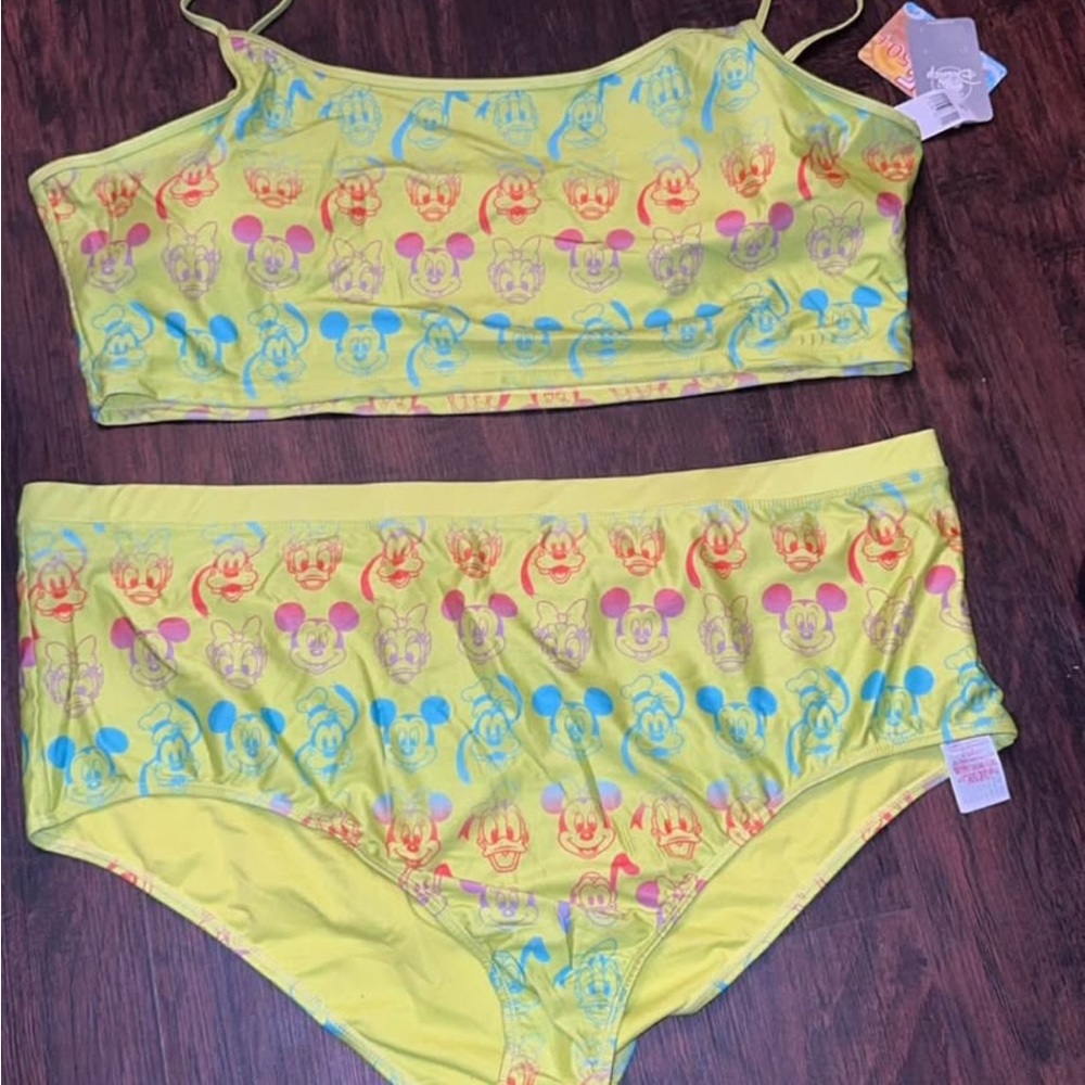 Disney Lime Green Bikini Set with Character Prints